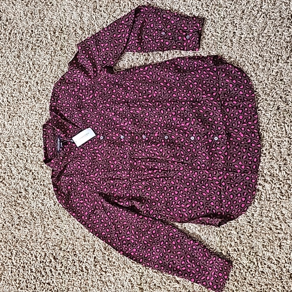 NWT Banana Republic Blouse Dillon Classic Fit Button Up Leopard Print Medium